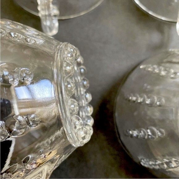 Vintage Federal Depression Clear Glass Columbia Pattern Tea Coffee Cups Set Of 4 - Picture 5 of 9